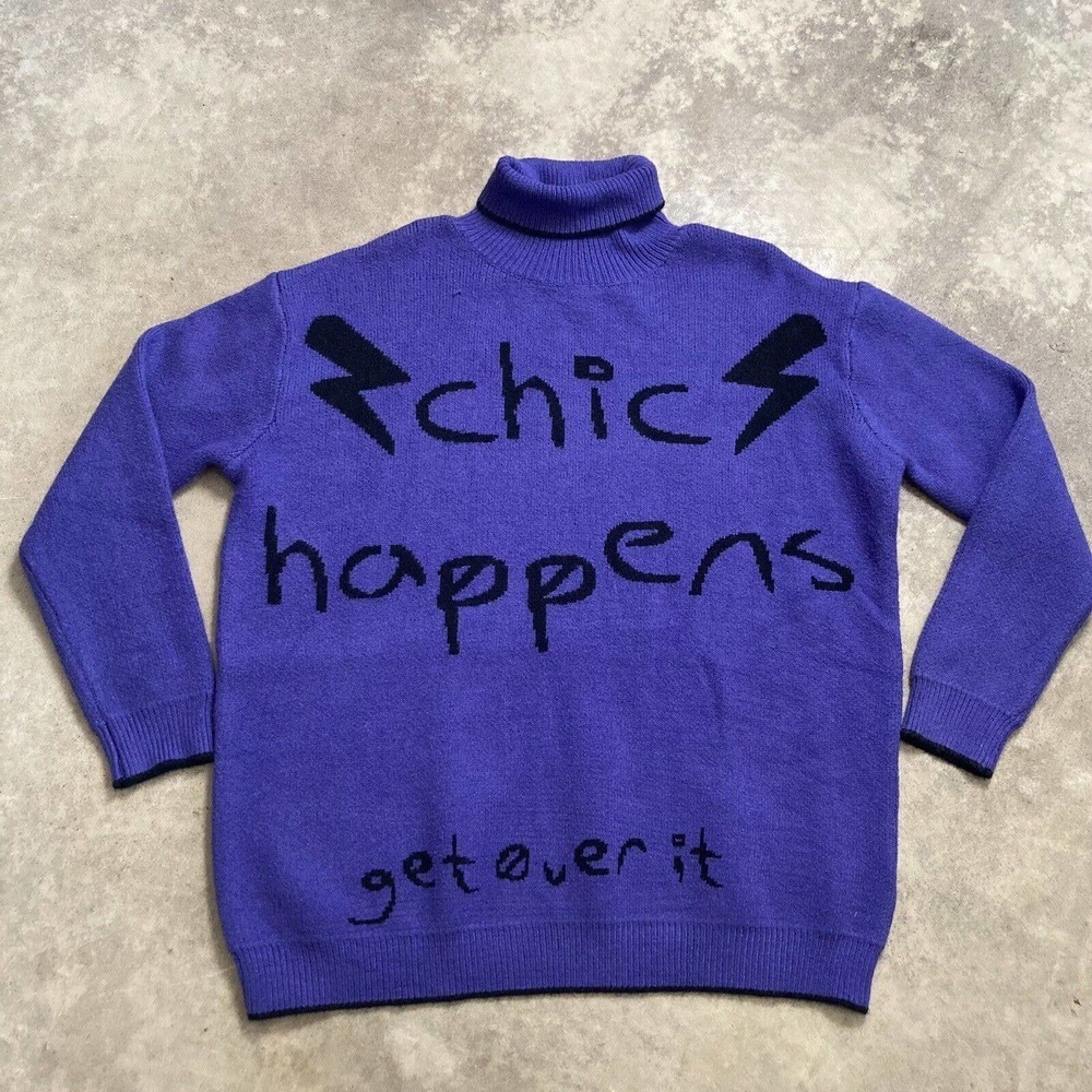 Adika‎ Sweater Womens Small Purple Turtleneck Boxy Chic Happens Relaxed Knit